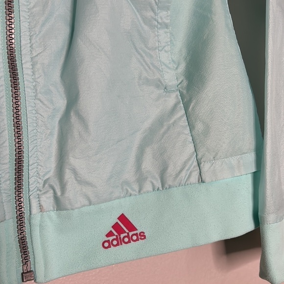 Adidas windbreaker women’s running jacket seafoam blue small women’s - Picture 2 of 7